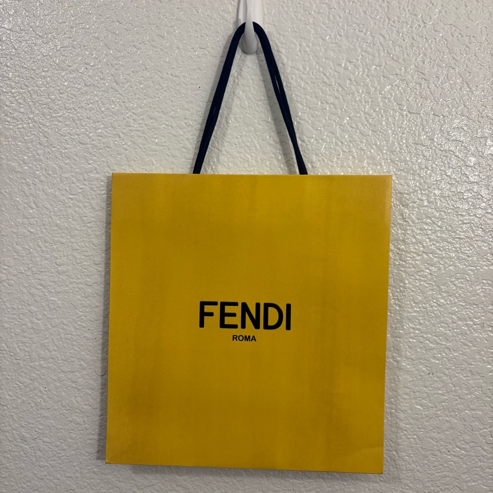 FENDI Roma Yellow Luxury Shopping Bag Medium Designer Gift - Picture 1 of 5